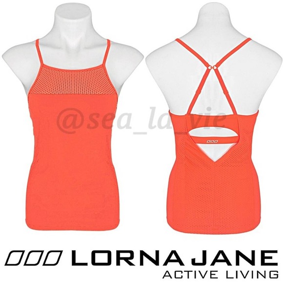 Lorna Jane Tops - Lorna Jane Mesh-Yoke Keyhole Tank Bra Combo in Washed Coral